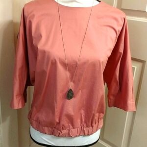 Prologue terracotta color shirt with gathered hem